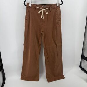 PAIGE Women's Brown Wide Leg Cropped Pants Drawstring Waist Size‎ 29